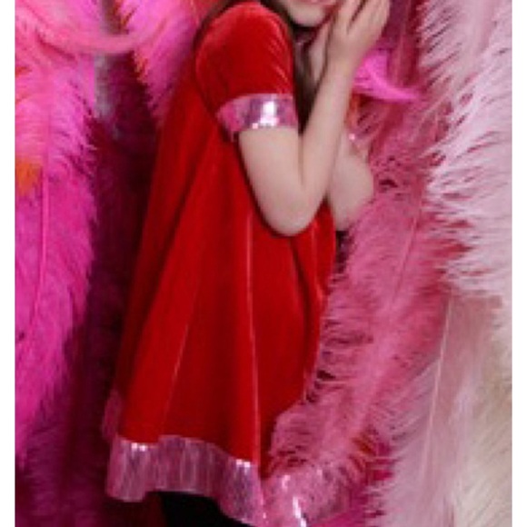 Christmas I Love Gorgeous girls 8-9 red & pink velvet Diva dress sequins holiday - Picture 3 of 16